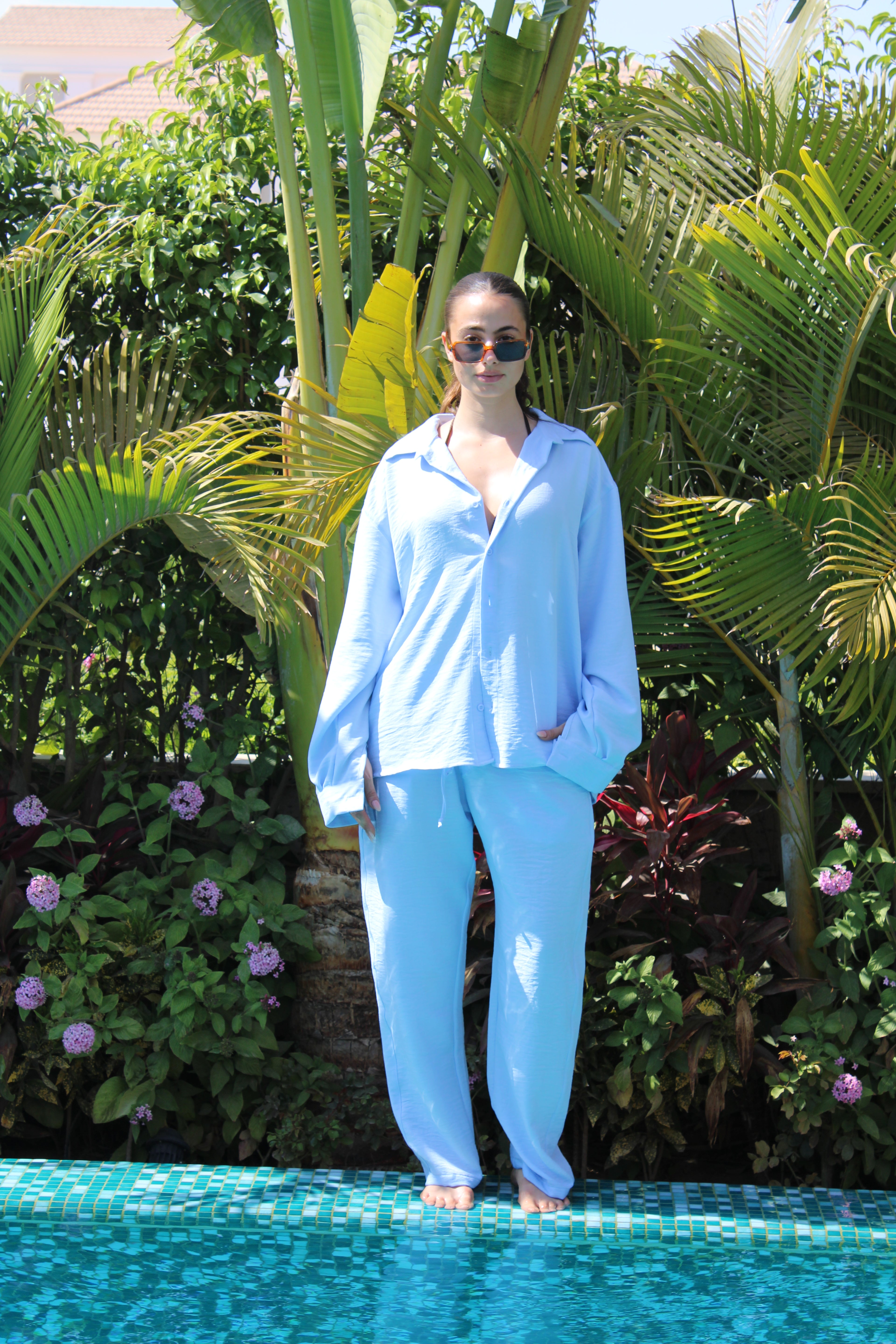 linen pants blue